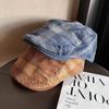 Vintage Style Corduroy Plaid Beret With Sun Shade And Warmth For Urban Fashion Enthusiasts
