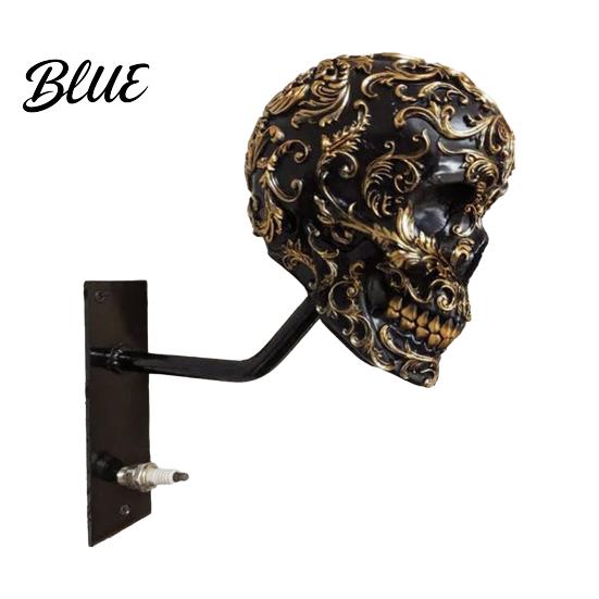 Harz Totenkopf Wanddeko Motorradhelmhalter, Halter Displayständer, Garagenregal Gotischer Motorradaufhänger für Heimdekoration Vollgesicht