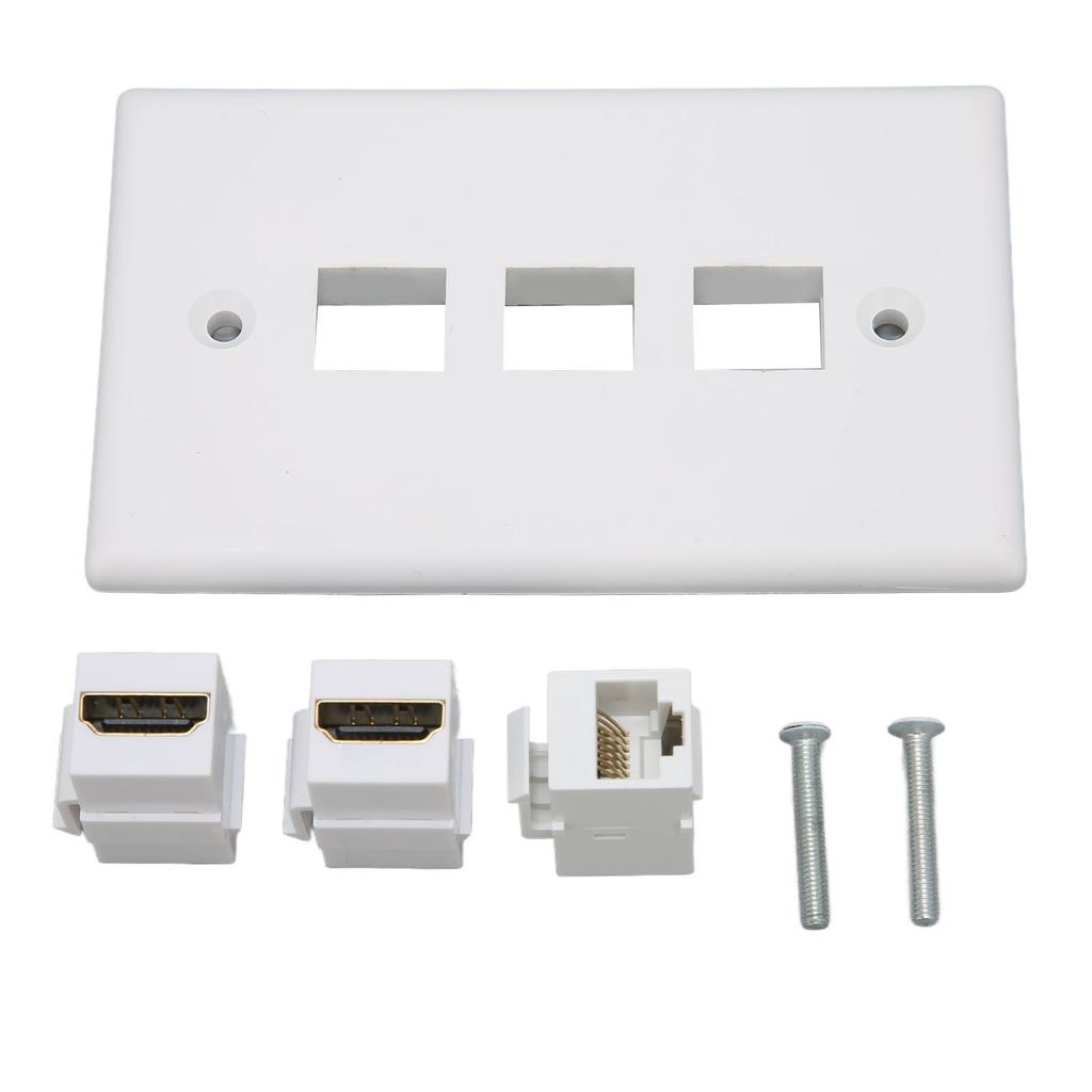 2 Port 4K HD Multimedia Interface Ethernet Wall Plate Soldering Free 1 Port Cat6 Keystone Wall