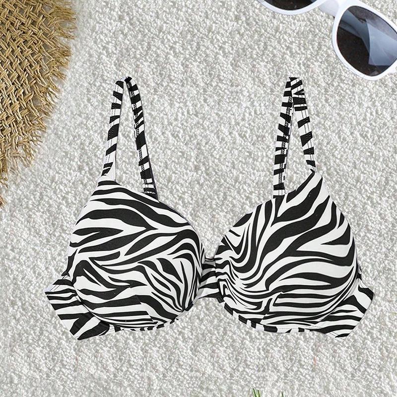 

Топ бикини в полоску большого размера 2025 - Женская европейская и американская пляжная одежда для отдыха 4XL