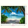 Tropical Beach Palm Trees Ocean View Tapestry Summer Vacation Paradise Wall Hanging for Relaxation Spa Resort Style Interior