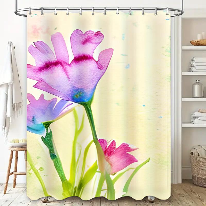Creative Waterproof Shower Curtain Flower Pattern Shower Curtain Elegant Art Bathroom Curtain Suitable For Home Hotel