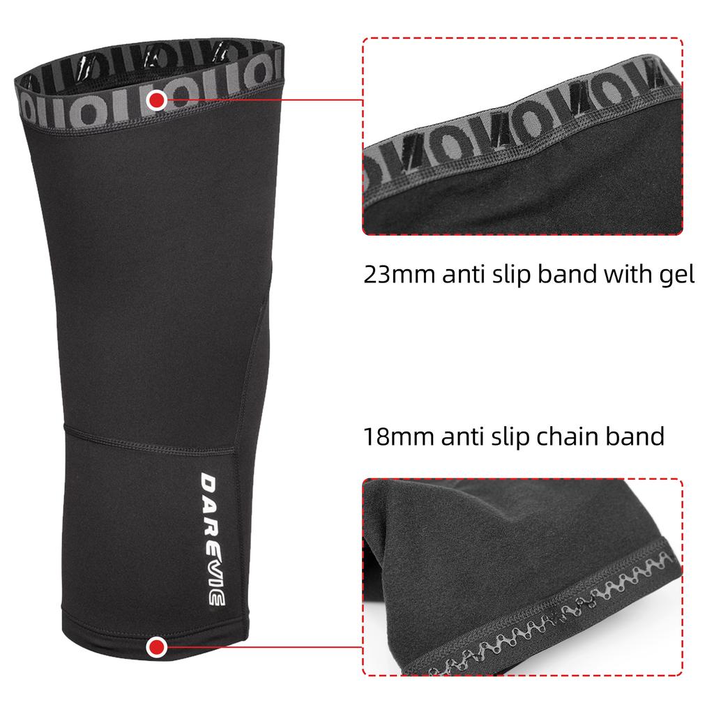 DAREVIE Cycling Leg Warmer Thermal Fleece Winter Cycling Knee Warmer Compression Warm Half Leggings Anti-slip Men Women