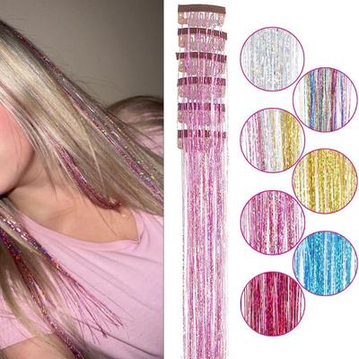 Yousheng 6 Stück Lametta Haarspangen Einfach zu installieren Entfernen Schicker Look Überall Mehrfarbig Hochtemperaturfaser Lametta Haar