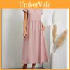 Cotton Linen Short Sleeve Dress With Pockets For Casual Summer Wear