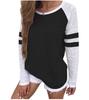 Multicolor Stripe Patchwork Long Sleeve Round Neck T-Shirt