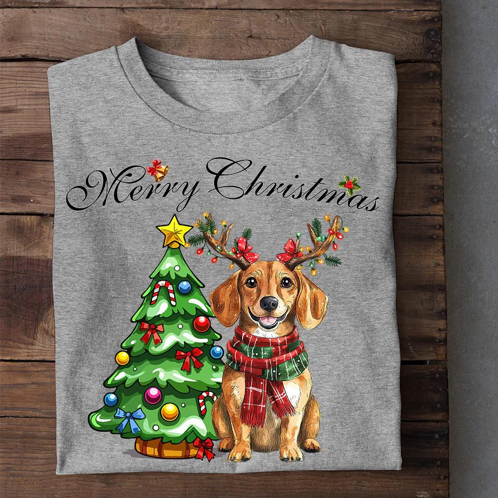 Cute Christmas Dachshund Dog T-shirt, Merry Christmas Xmas Gift JJ5761