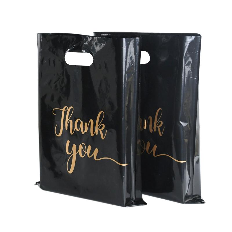 10Pcs Black Thank You Gift Bag Birthday Bachelorette Party Wedding Gift Packaging Plastic Bag Decoration Small Business Supplies
