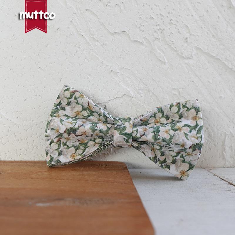 MUTTCO White Jasmine Durable Double-Layer Dog Bow Tie UBT-125 L