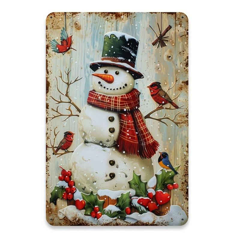 Vintage Merry Christmas Metal Sign, Retro Holiday Wall Decor 20x30cm