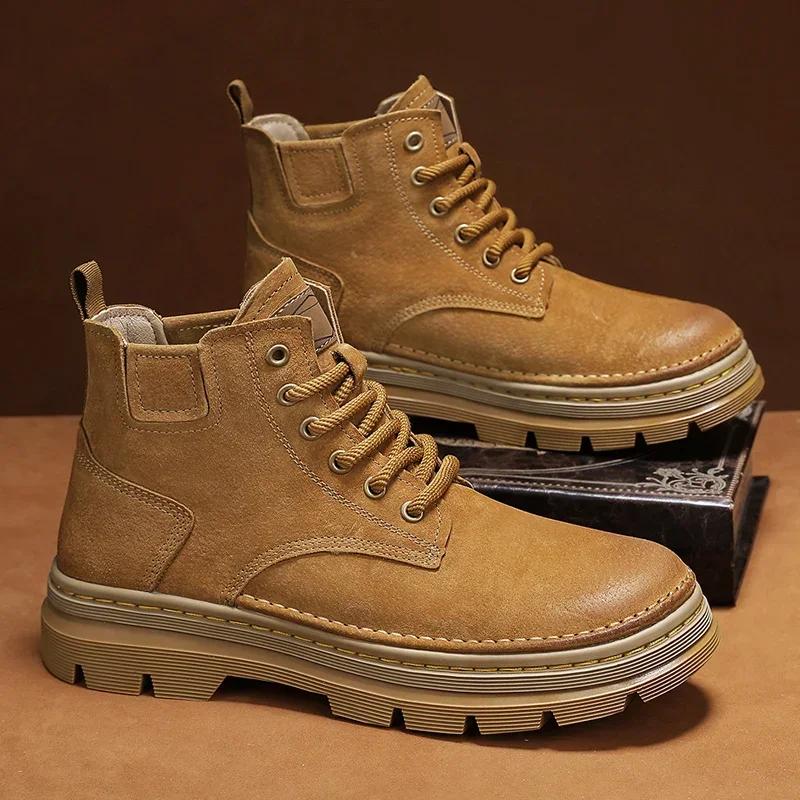 Fashion Ankle Boots For Men 2024 Autumn Man Casual Sneakers Non Slip Mens Work Short Boots Wear-Resistant Fashion Ankle Snow Boots