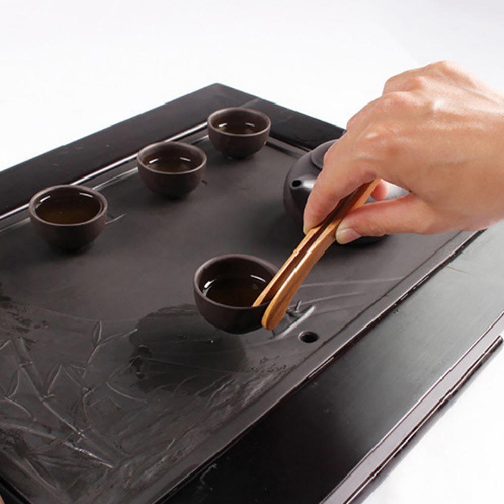 Holz Rutschfest für Obstkuchen Süßigkeiten Verbrühschutz Bambus Lebensmittelclip Teeclip Brotzange Salatzange