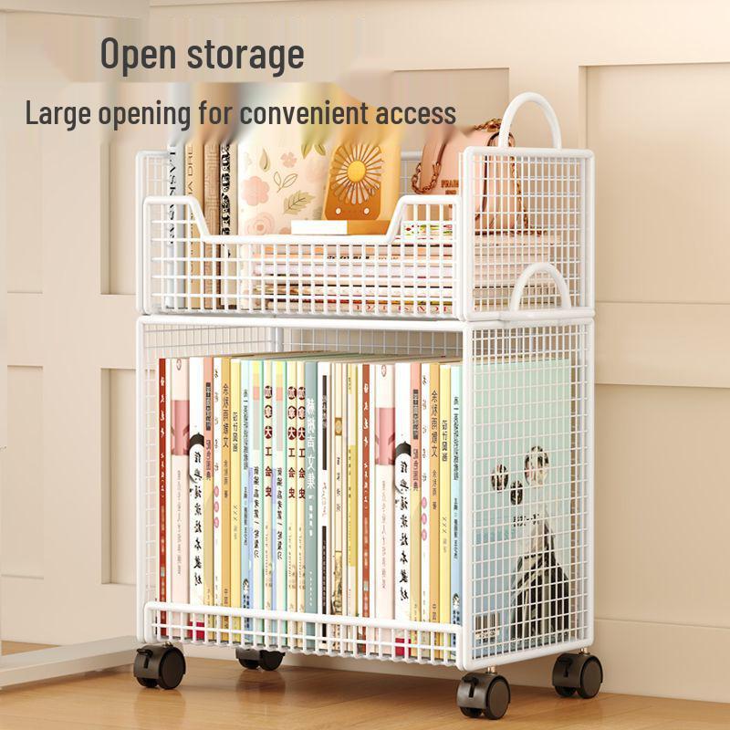 Mobile Under-Desk Bookshelf with Wheels for Students