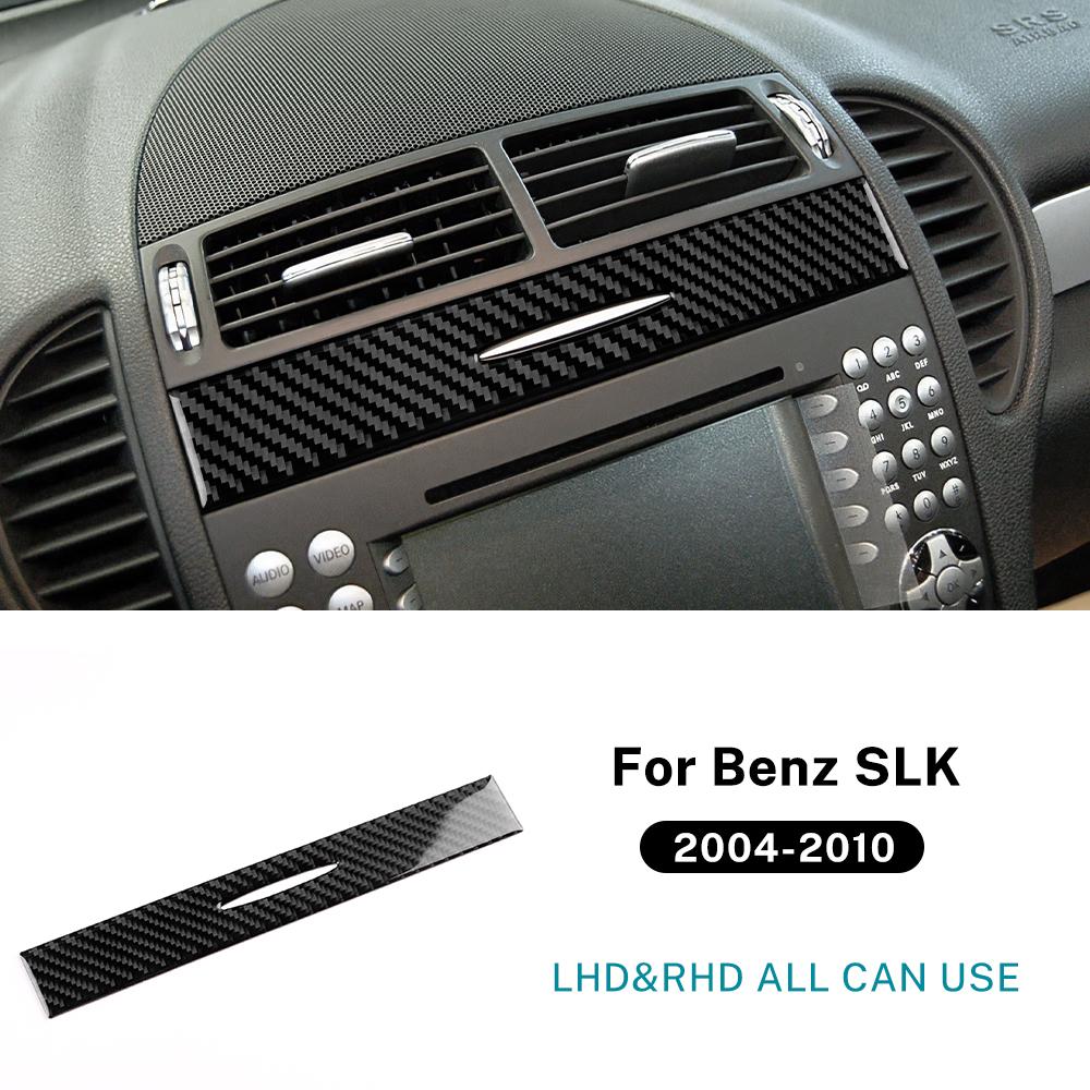 

Для Mercedes Benz SLK R171 2004 2005 2006 2007 2008 2009 2010 Центральный дефлектор обдува Наклейка-аксессуар из настоящей мягкой углеродной fibras Black LHD RHD B