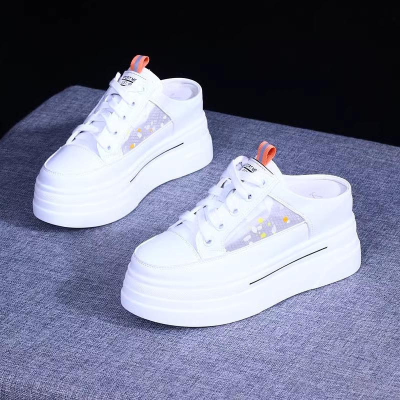 Baotou Half Slippers Women's Thick Bottom Heightening Summer Wear Breathable Mesh Sandals