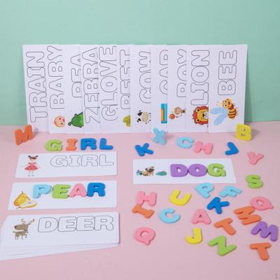 Wooden Spelling Game Matching Letter Sensory Toy Alphabet Puzzles Early Educational for