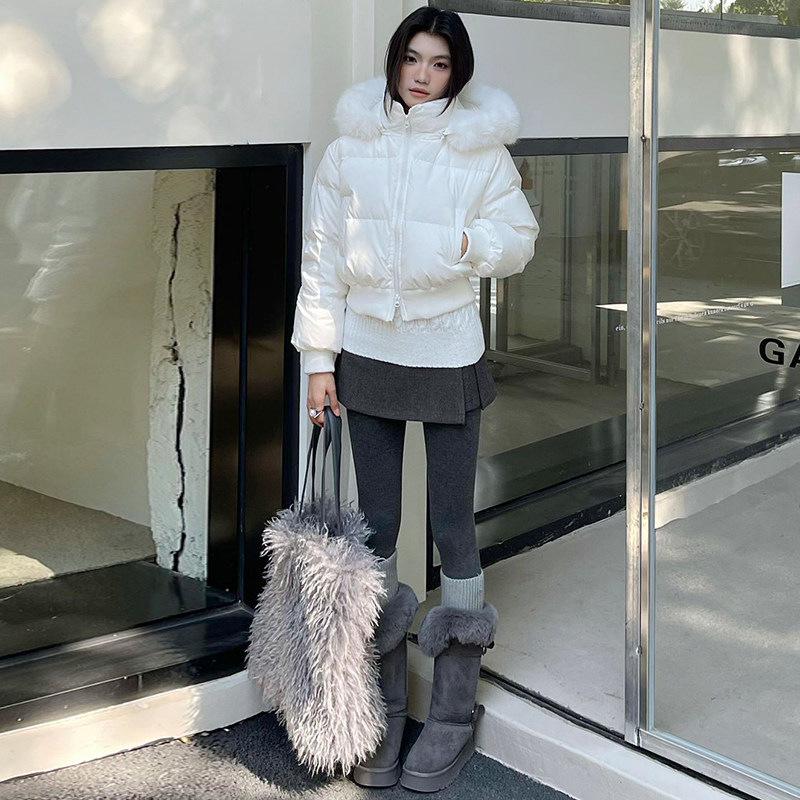 Women's Gray Wool Blend High-Waist Slimming A-line Short Skirt Pants - Winter 2026 Trendy Hip-Hugging Design