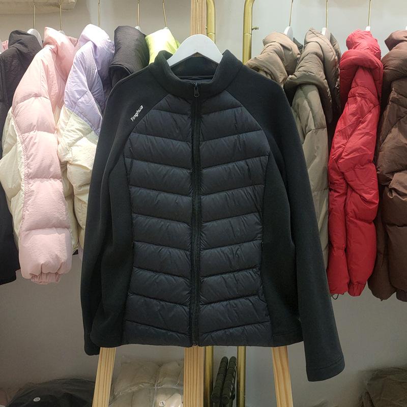 Autumn and winter new down jackets women's short stand-up neck yoga clothes slim and thin and light inside with solid color warm jacket tide