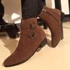 2021 pointed leather shoes men's single shoes trend high-top men's boots short boots spring and autumn mid-boots men's shoes pu men's and women's