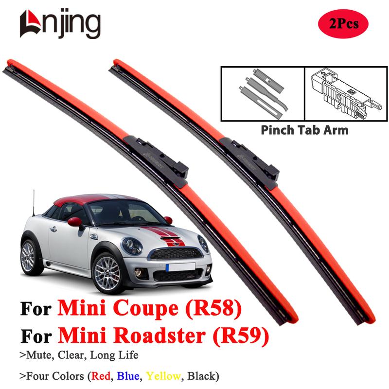 LNJING Red Windshield Wiper Blades For Mini Coupe Roadster R58 R59 2010-2015