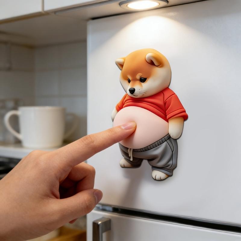 Pressure Relieving 3D Adhesive Dog Sticker Shiba Inu Design Suitable for Preventing Car Door Collisions Home Decoration