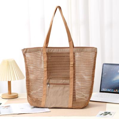 New Travel Portable Shoulder Bag Mesh Hollow Beach Bag Large Capacity Swimsuit Storage
