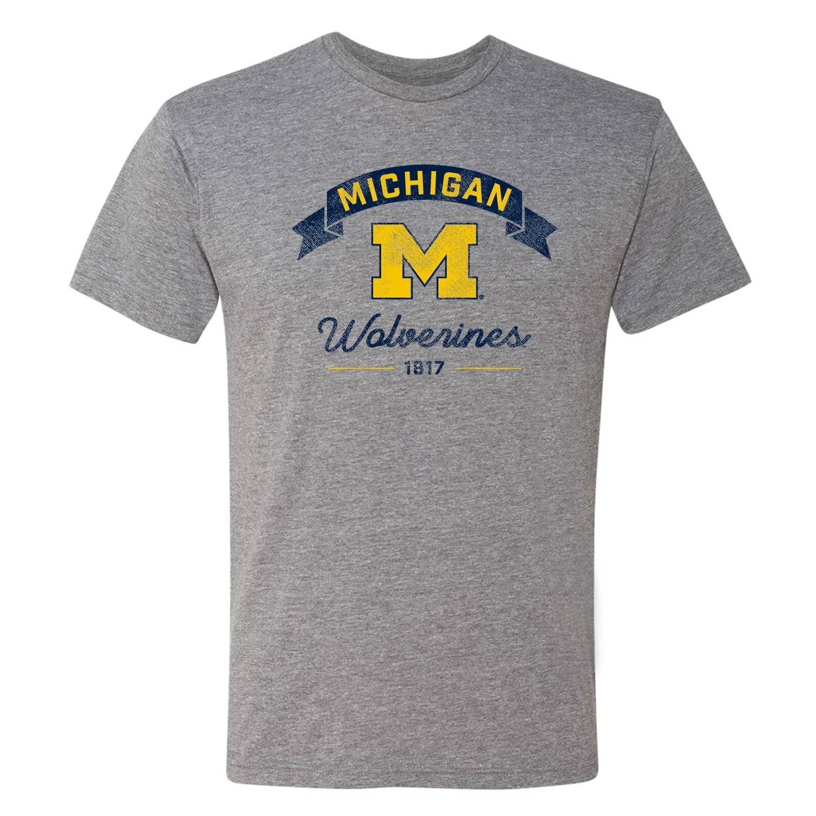 Michigan Ribbon Arc NLA Triblend T-Shirt - Premium Heather 4XL