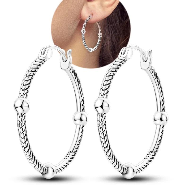 925 Sterling Silver Love Feather Moon Star Heart Earrings Fit Original Charms Hoop for Women Girls Stud Earring Jewelry Gifts