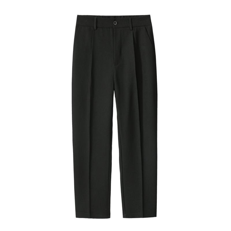 Schwarze Anzughose mit weitem Bein für Herren – Trendy Straight Fit für Frühling & Herbst