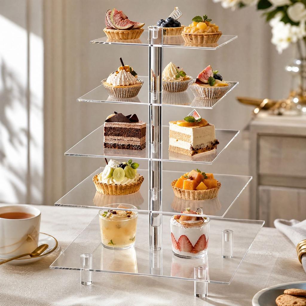 Vierkante Acryl Standaard voor Desserts, Feesten, Bruiloften en Dagelijks Gebruik