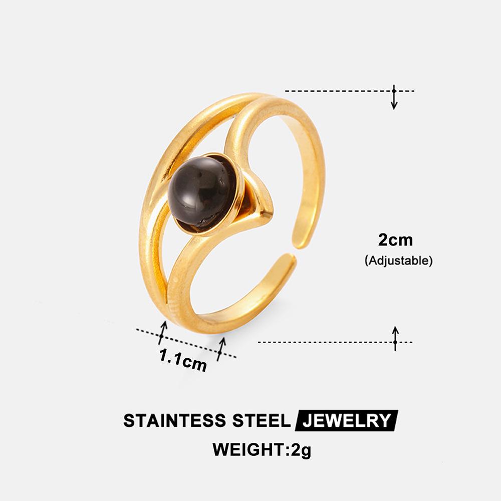 Boho Mehrfarbiger Türkis Edelstahl Offener Ring, Umweltfreundlich & Lichtecht, Schlichtes Titanstahl Design für Damen