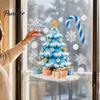 Santa Claus Window Decals Christmas Static Clings, Reusable Stickers with Snowman Clings Xmas Tree Patterns, Removable Glass for Holiday Home