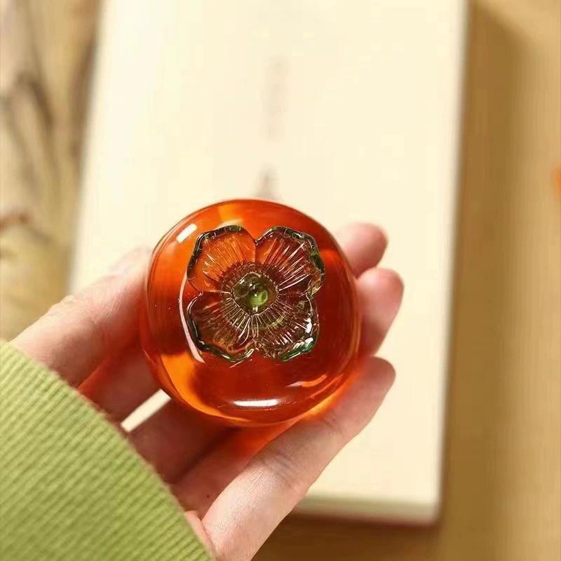 Crystal Statue Fruit Ornament Paperweight Miniature Glass Fruit Figurine Sculpture for Car Home Bookshelf Tabletop Decoration