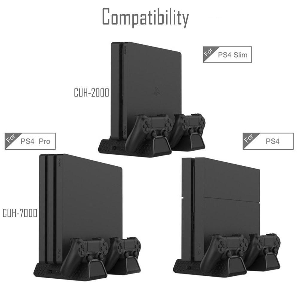 Vertikální stojan TP4-882 s ovladačem ventilátoru a duální nabíjecí stanicí pro Sony Playstation PS4/PS4 Slim/PS4 Pro