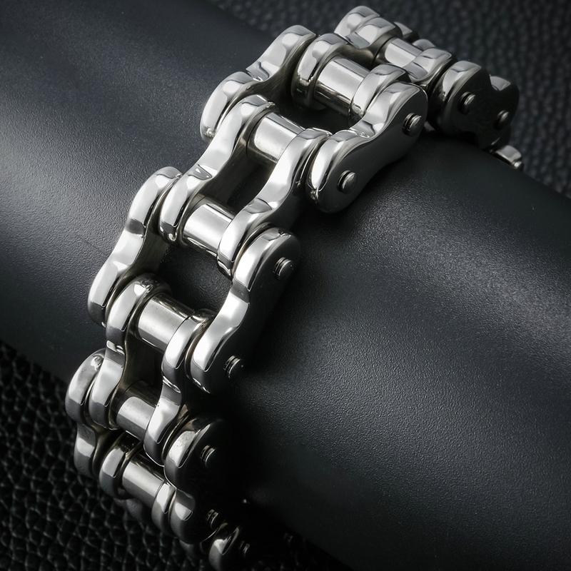 Bracciale Lungo 22/24CM Largo 21MM Uomo Rock And Roll Catena da Motociclista Braccialetti da Uomo Braccialetti Pesanti in Acciaio Inossidabile Gioielli Biker