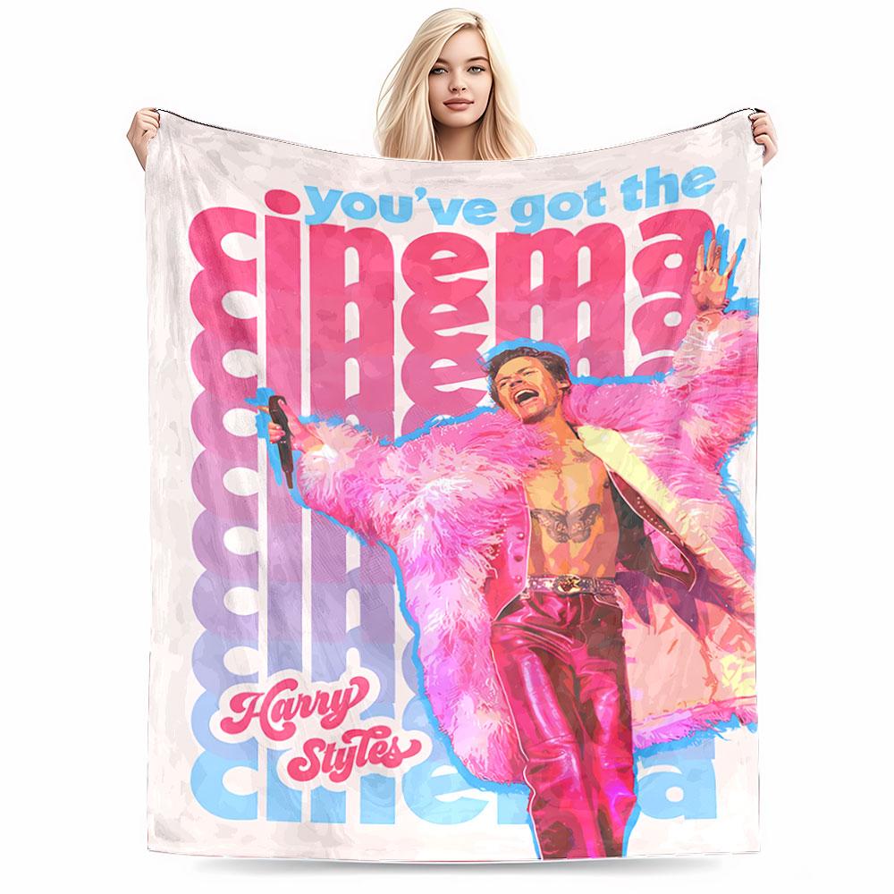 Cinema Theme Pink Blanket for All Seasons Blanket Lunch Break Throw Gift