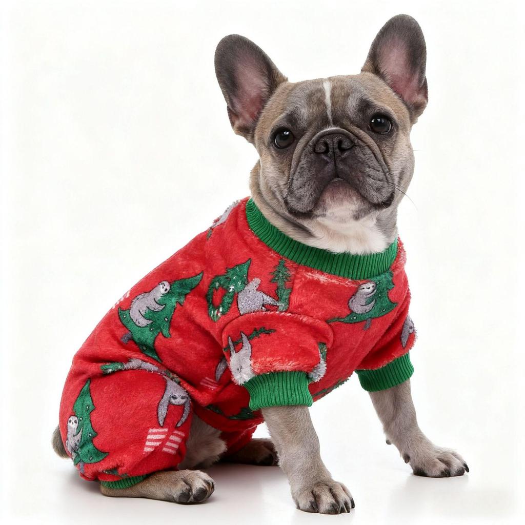 Christmas Four-Legged Elastic Plush Suit for Small Dogs with Ankle Cuffs