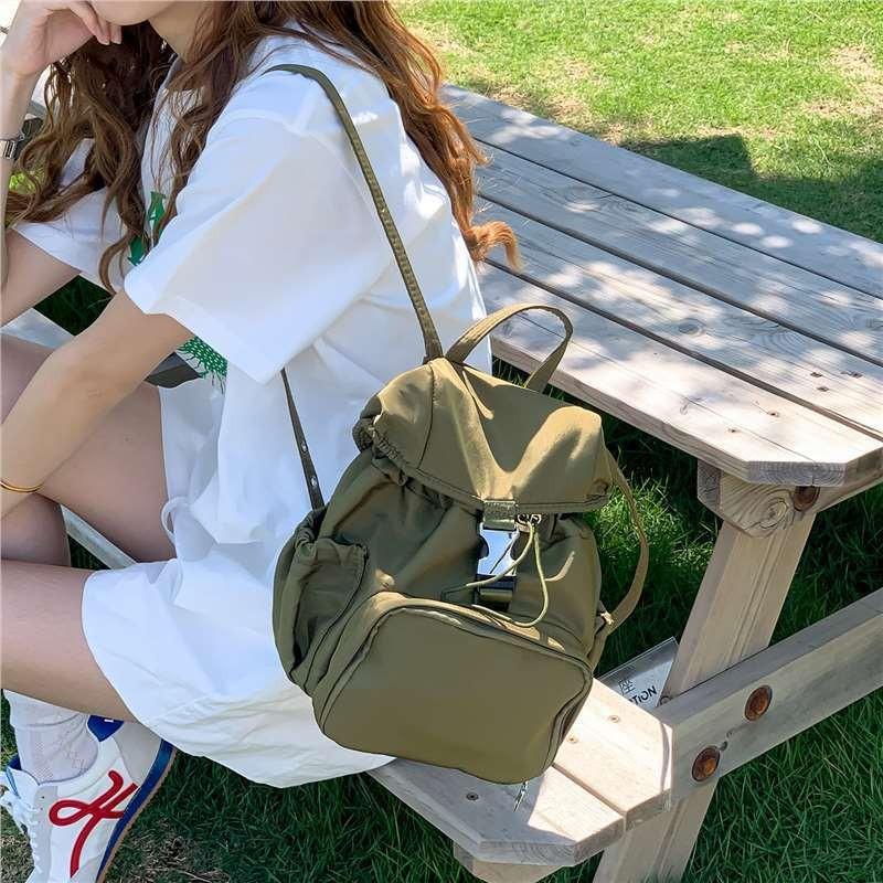 Color Solid Casual Travel Nylon Backpack Waterproof Design Teens Bag Students