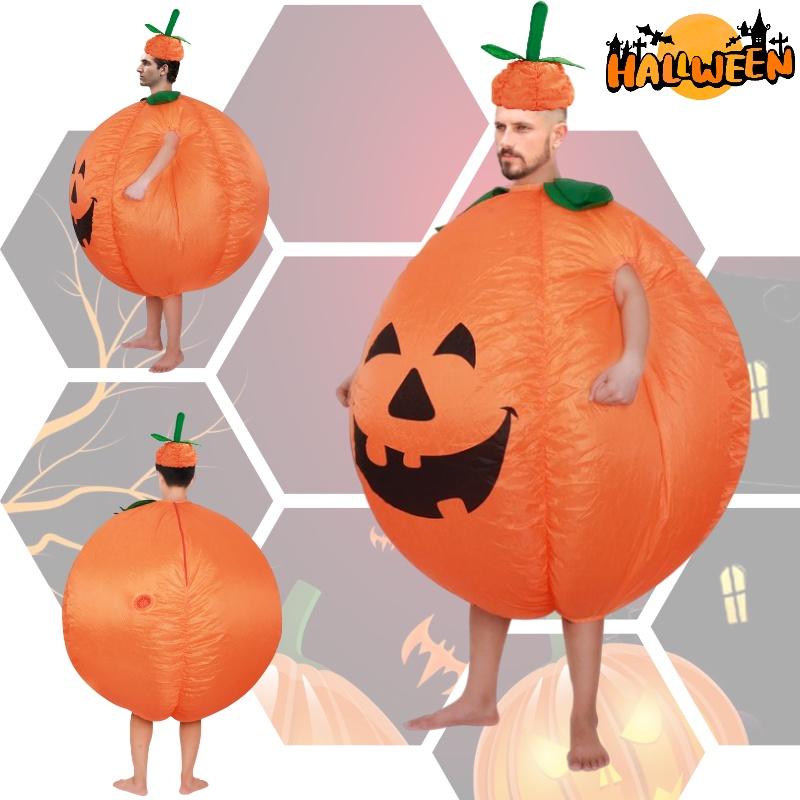 Pumpkin Halloween Costume Inflatable Suit With Cartoon Doll For Walking