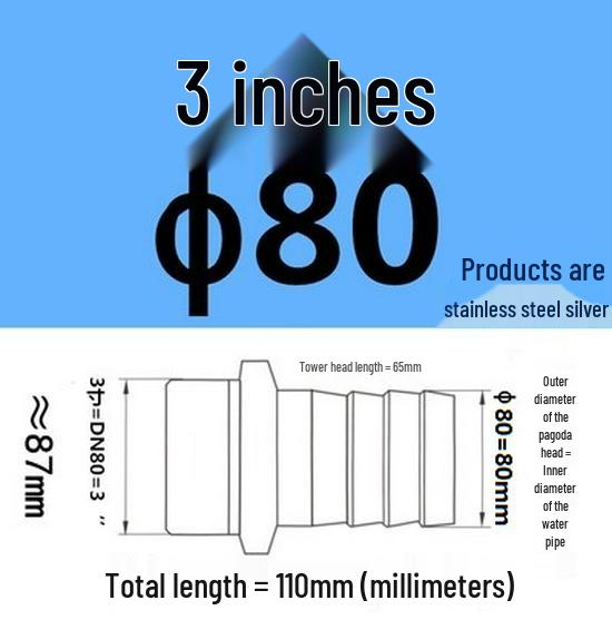 304 Stainless Steel Hex Threaded Water Hose Barb Connector