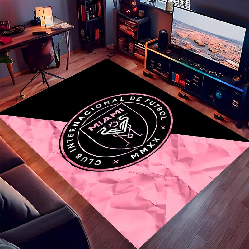 1pc Inter Miami CF Print Area Rug - Soft,Washable Non-Slip Indoor Mat for Office Chairs,Living Room,Home Office Decorative Rug