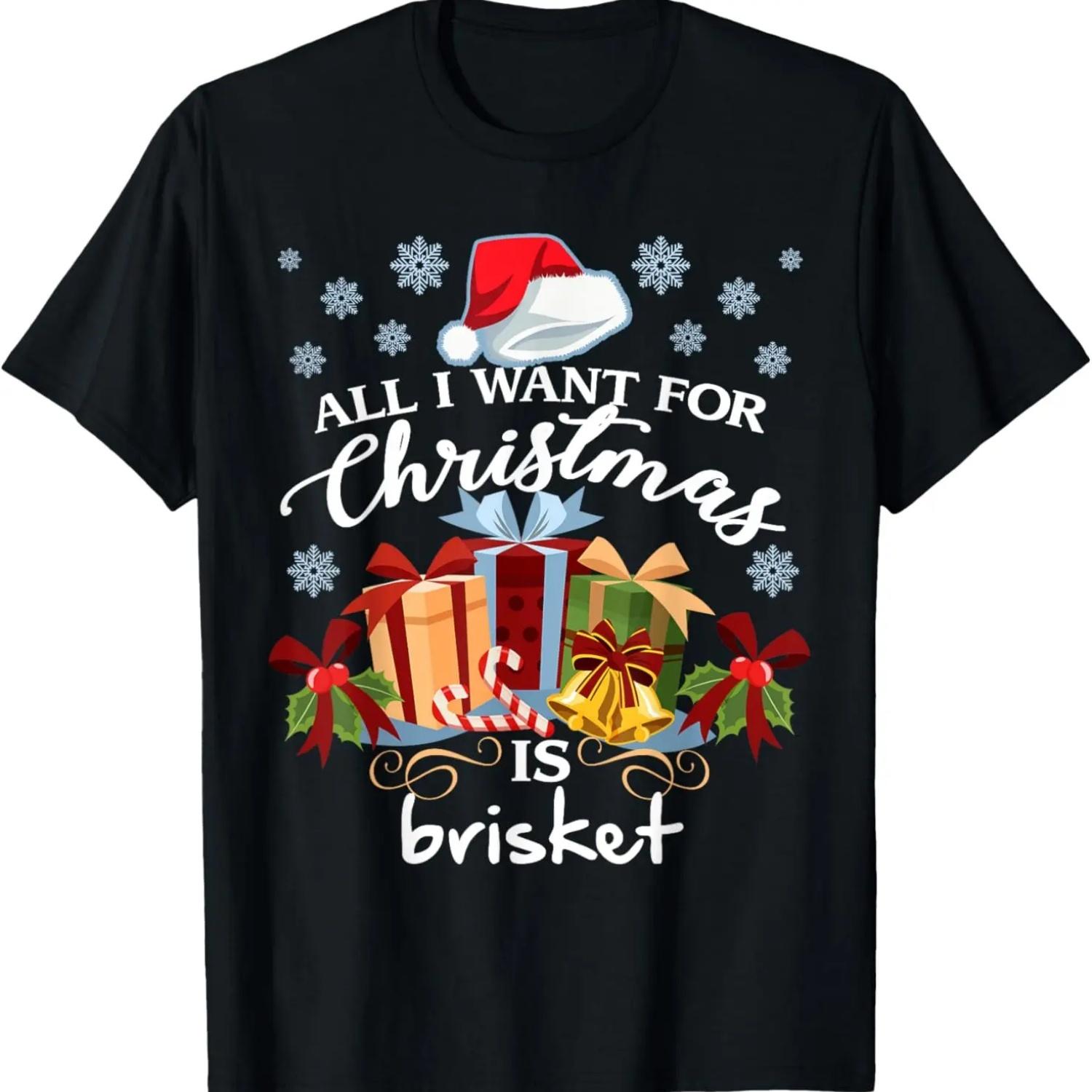 All I Want For Christmas Is Brisket Funny BBQ T-Shirt S чёрный