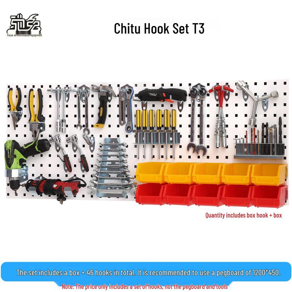 Chitu Perforated Pegboard Hardware Storage Rack with Hooks