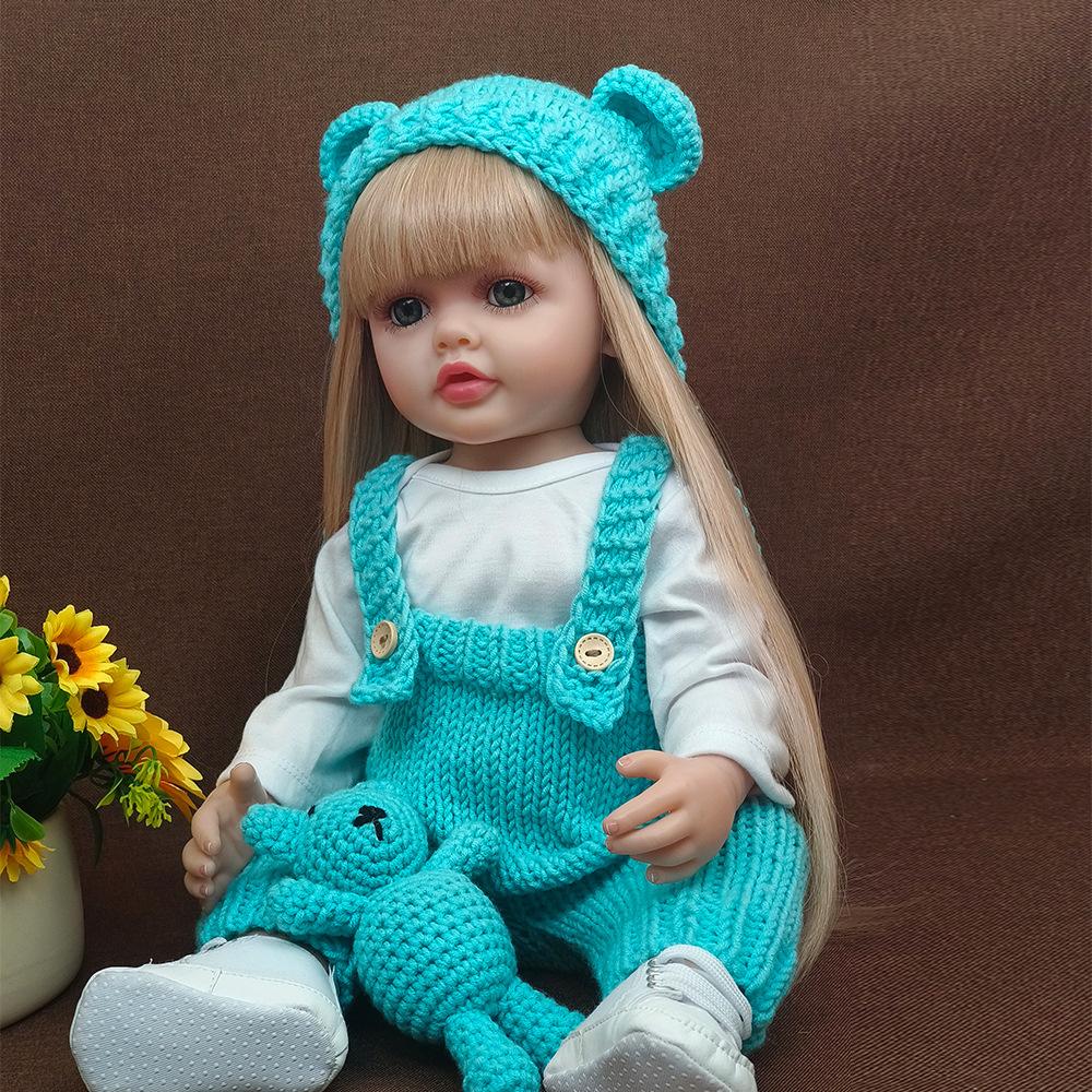 Rebirth Doll Simulation Baby Can Enter The Water Simulation Baby Accompanying Toy Full Glue Body 55 Cm Blooming Long Hair Girl