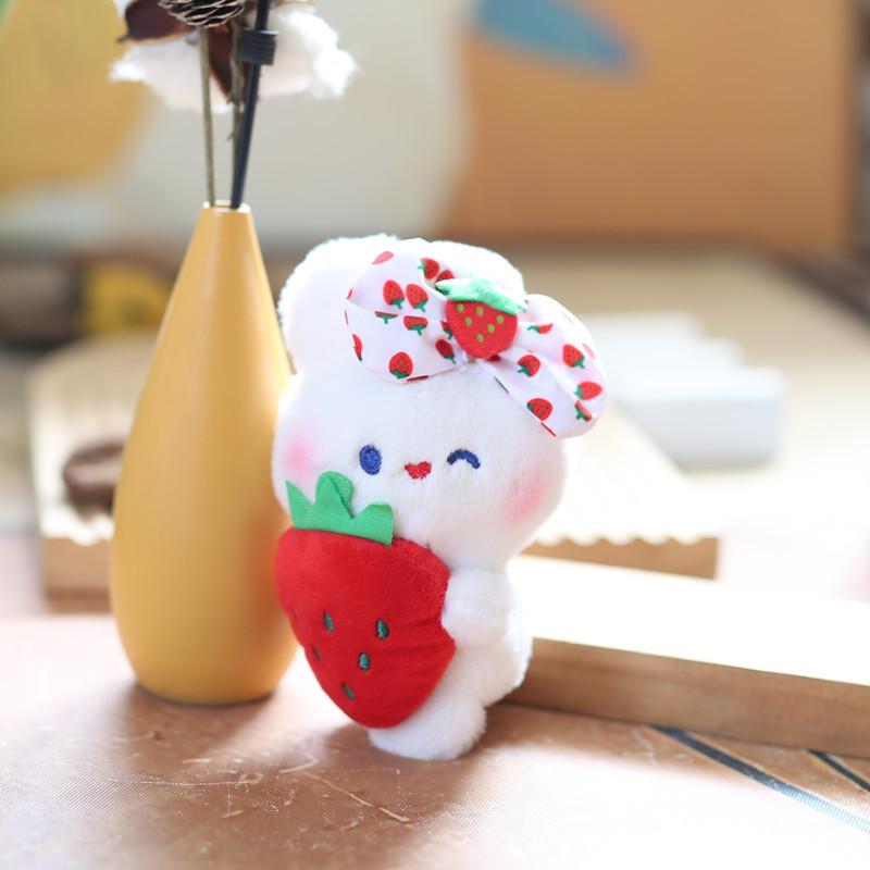 Adorable Strawberry Bunny Plush Toy Cute Doll Keychain Gift For Bags