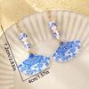 New Chinese Style Blue and White Porcelain Earrings Zinc Zinc Alloy Drop Earrings  Women