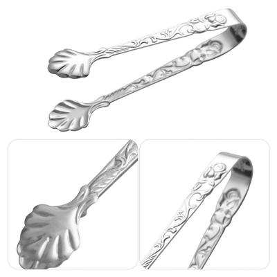Stainless Steel Sugar Tong Rose Pattern Mini Food Tong Ice Cube Clip Small Serving Clip for Cocktail Bar Party Buffet