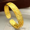 Peony Flower Chinese Style Bangle Opening Wrist Jewelry Exquisite Golden Bracelets  Banquet