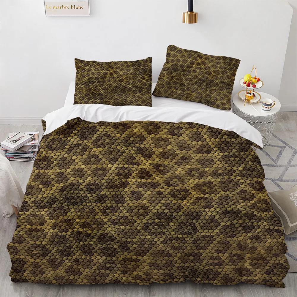 3D Print Animal Skin Bedding Sets Queen Quilt Cover Set King Sze Leopard Home Textile 100% Polyester Duvetcover 2pcs Pillowcase