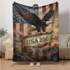 1pc Usa Th Anniversary Celebration Flannel Blanket Soft Warm Throw Blanket for Bedroom Living Room Bed Travel Camping Picnic Gift. M07220142